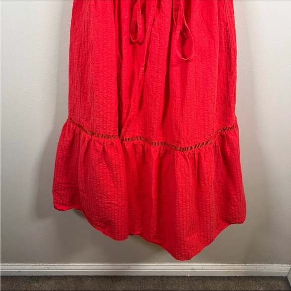 Lucy Paris Tiered Midi Dress Size Small Red Off the Shoulder Peasant Boho - Picture 5 of 10